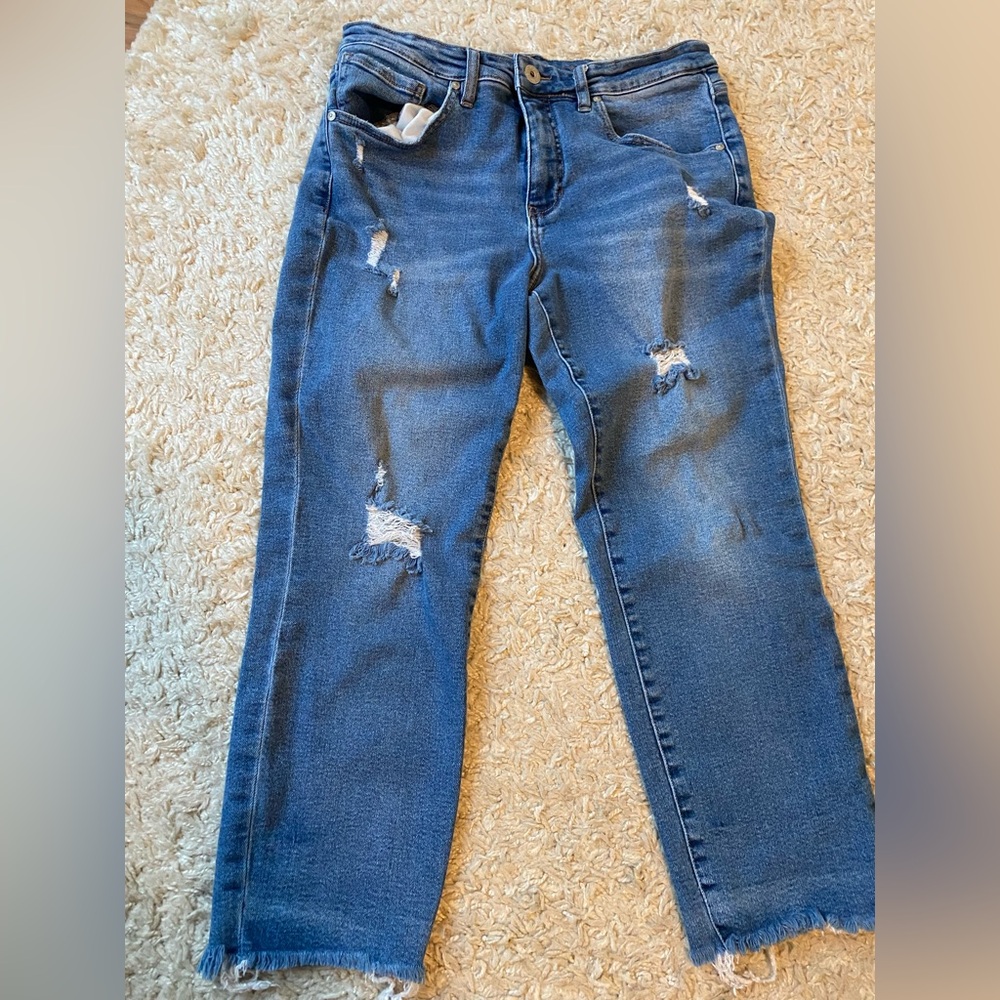 Jag Jeans Distressed Ankle Jeans in Blue